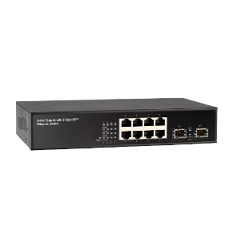 8-port 10/100/1000M + 2-Port Gigabit SFPL2+ fullstýrður rofi